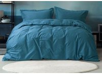 Постельное белье сатин Premium Lotus Home - Dakota Modern Dark Blue (Турция), евро